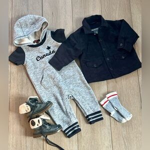 Palladium combat boots and Gray and Black Baby Outfit Set